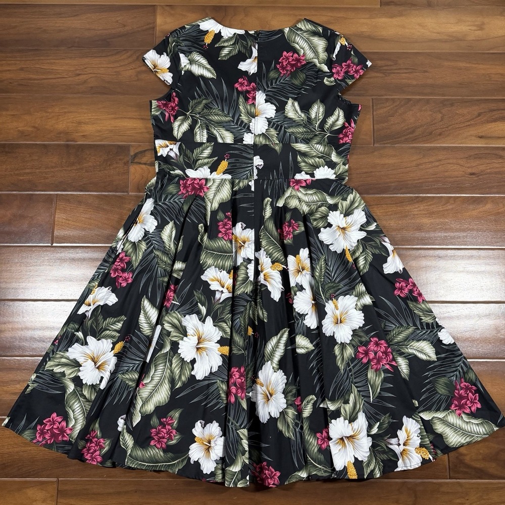 Hell Bunny Women's Size 2XL Black Tropical Floral Sasha Pinup Retro Swing Dress - Picture 7 of 10